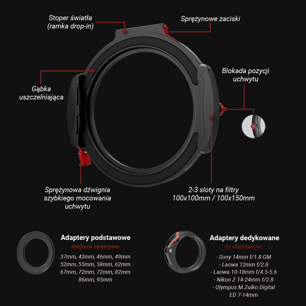            Zestaw Haida M10-II uchwyt (holder) + pierścień (adapter) 62mm + filtr polaryzacyjny